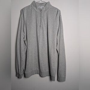Peter Millar Modal Quarter Zip Pullover Long Sleeve Shirt Gray White Stripe